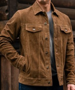 Suede Trucker Jacket | Chocolate