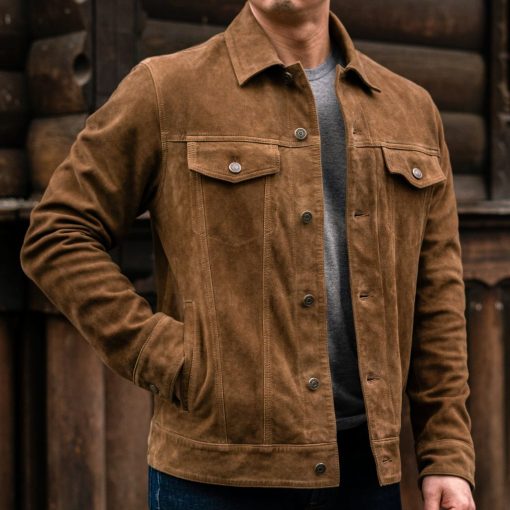 Suede Trucker Jacket | Chocolate