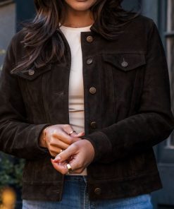 Suede Trucker Jacket | Black