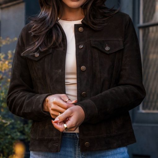 Suede Trucker Jacket | Black