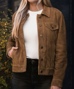 Suede Trucker Jacket | Chocolate