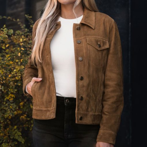 Suede Trucker Jacket | Chocolate